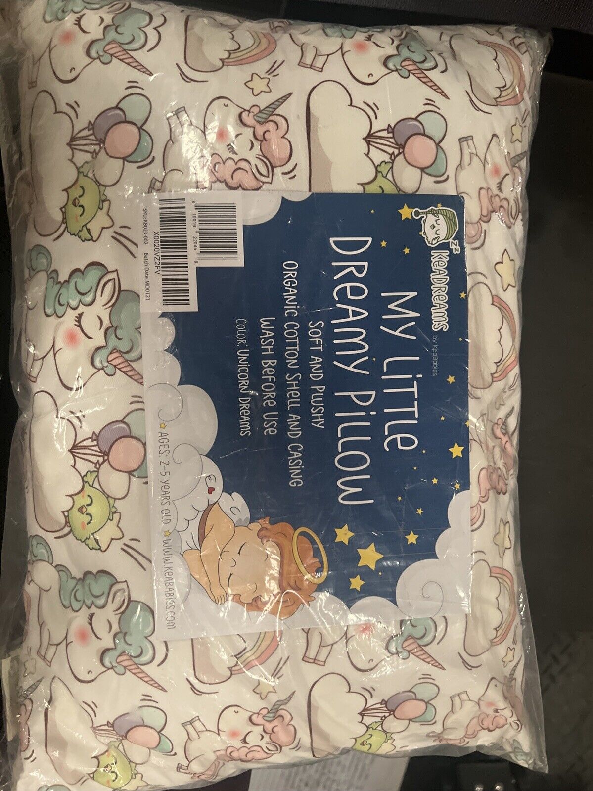 Toddler Pillow with Pillowcase - 13x18 My Little Dreamy Pillow, Organic Cotton T - Fresh Stock Dated February 2026