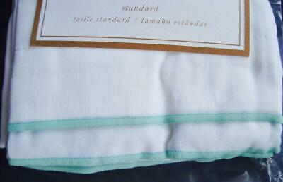 Pottery Barn Teen 2 Parker Embroidered Standard Shams Pool White Cotton NWT Pair - Fresh Stock Dated December 2025