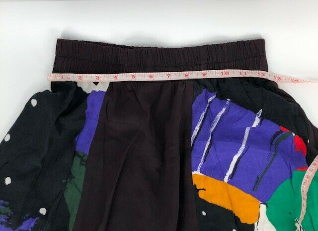 Vintage Skirt High Elastic Waist Knee Length Brown Colorblock Flowy 80 Pattern 6 - Fresh Stock Dated December 2025