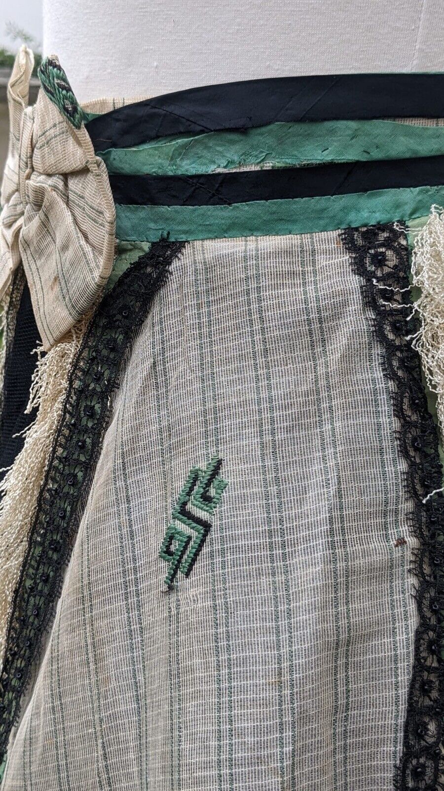 CIVIL WAR ERA STRIPED GAUZE OVER SKIRT WITH SILK FRINGE TRIMS - Fresh Stock Dated December 2025