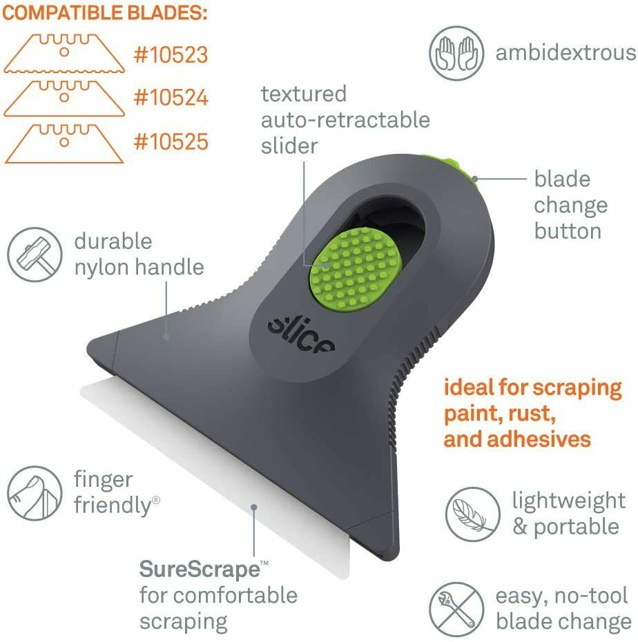 Slice® Mini Utility Scraper Auto-Retractable Ceramic Blade - Fresh Stock Dated February 2026