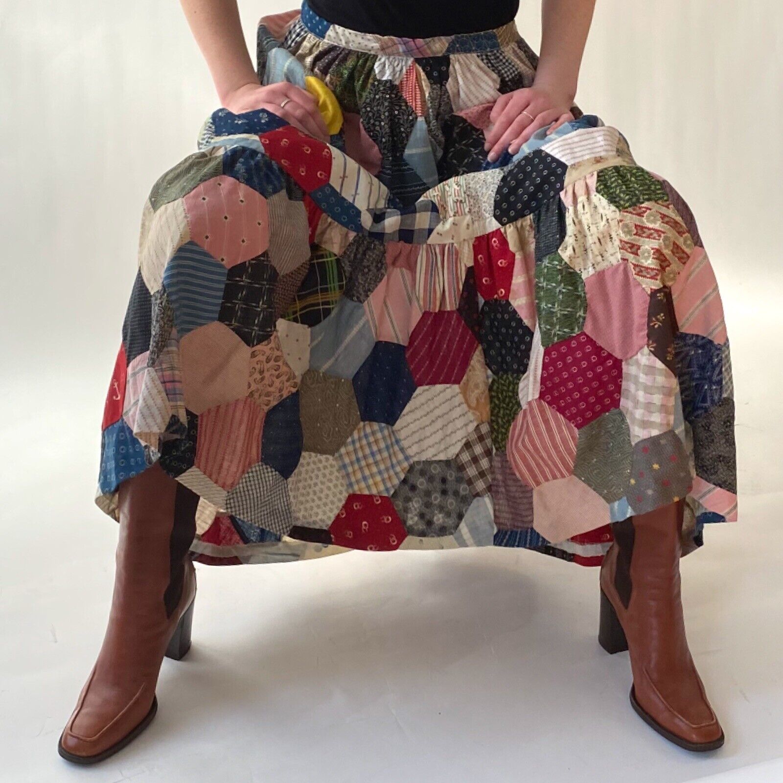 80s Ralph Lauren Patchwork Skirt Handmade from Vintage Fabrics Rare! Size 4/S - Fresh Stock Dated March 2026