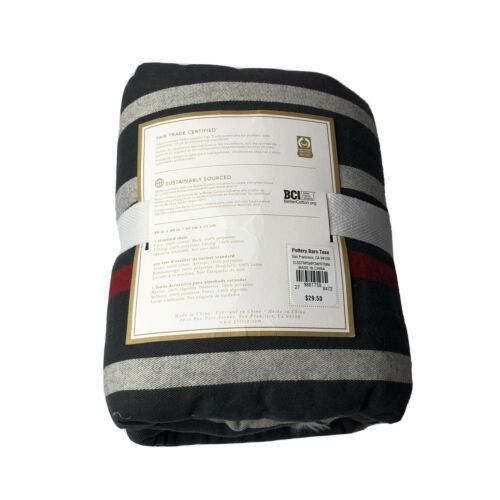 Pottery Barn Teen Classic Stripe Sherpa Standard Sham Gray Navy Stripe New - Fresh Stock Dated December 2025