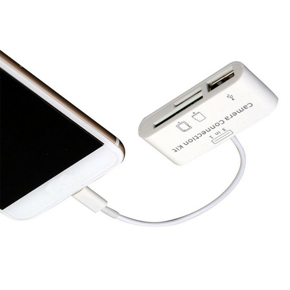 3 in 1 Micro SD Card Reader Adapter USB Hub Converter For iPhone iPad Camera US - Fresh Stock Dated February 2026