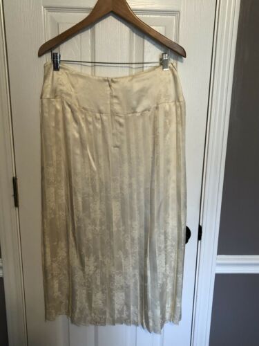 Lovely Vtg Jessica McClintock Ivory Pleated Silk Skirt~14~Damask Floral~Mint! - Fresh Stock Dated December 2025