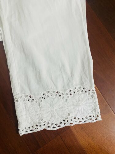 Vtg Prairie Pj Lounge Pants White Cotton Lace Eyelet Trim  Women’s Sz M - Fresh Stock Dated February 2026