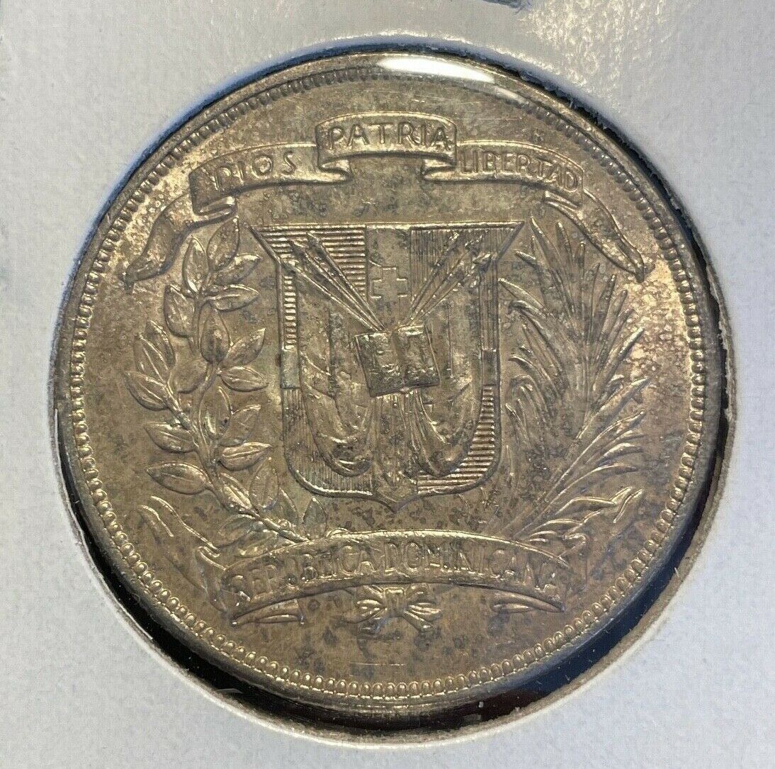 ** DOMINICAN REPUBLIC 1955 (Phila.) TRUJILLO PESO SILVER....YR. TYPE ** - Fresh Stock Dated February 2026