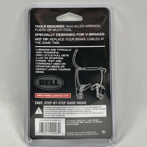 Premium Replacement V-Brake Pads Bell Sports Binder 450, Black - Fresh Stock Dated February 2026