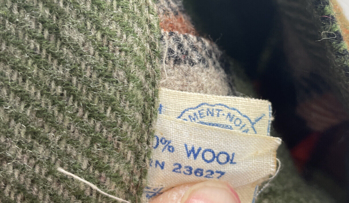 Vintage 100% Wool Plaid Pleated Skirt W/Union Tag Green/Orange - Fresh Stock Dated March 2026