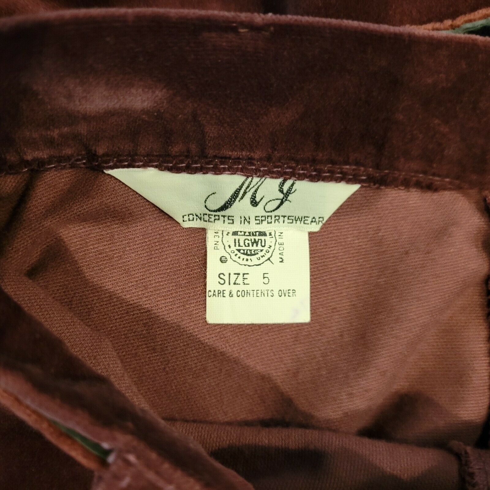 Vintage MJ Concepts in Sportswear Size 5 Dark Mauve Velveteen Skirt Frog Belt - Fresh Stock Dated February 2026