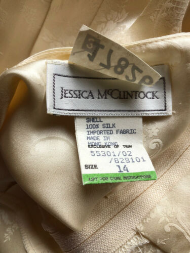 Lovely Vtg Jessica McClintock Ivory Pleated Silk Skirt~14~Damask Floral~Mint! - Fresh Stock Dated December 2025