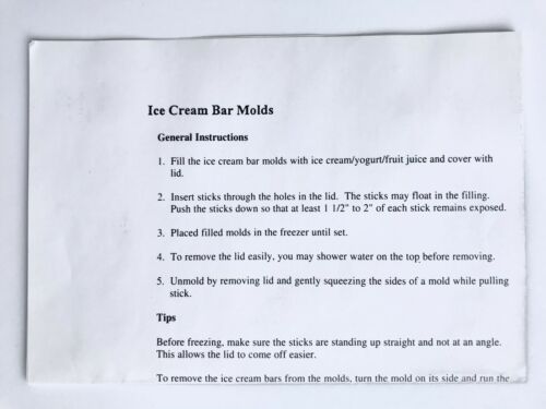 NIB Williams-Sonoma Frozen Ice Cream Bar Popsicle Molds 8 Yogurt Fruit Juice NEW - Fresh Stock Dated February 2026