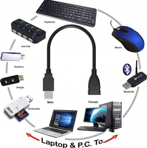 SaiTech IT 4 Pack (15cm - 6inch) Adjustable Flexible USB 2.0 4 Pack, Black - Fresh Stock Dated February 2026