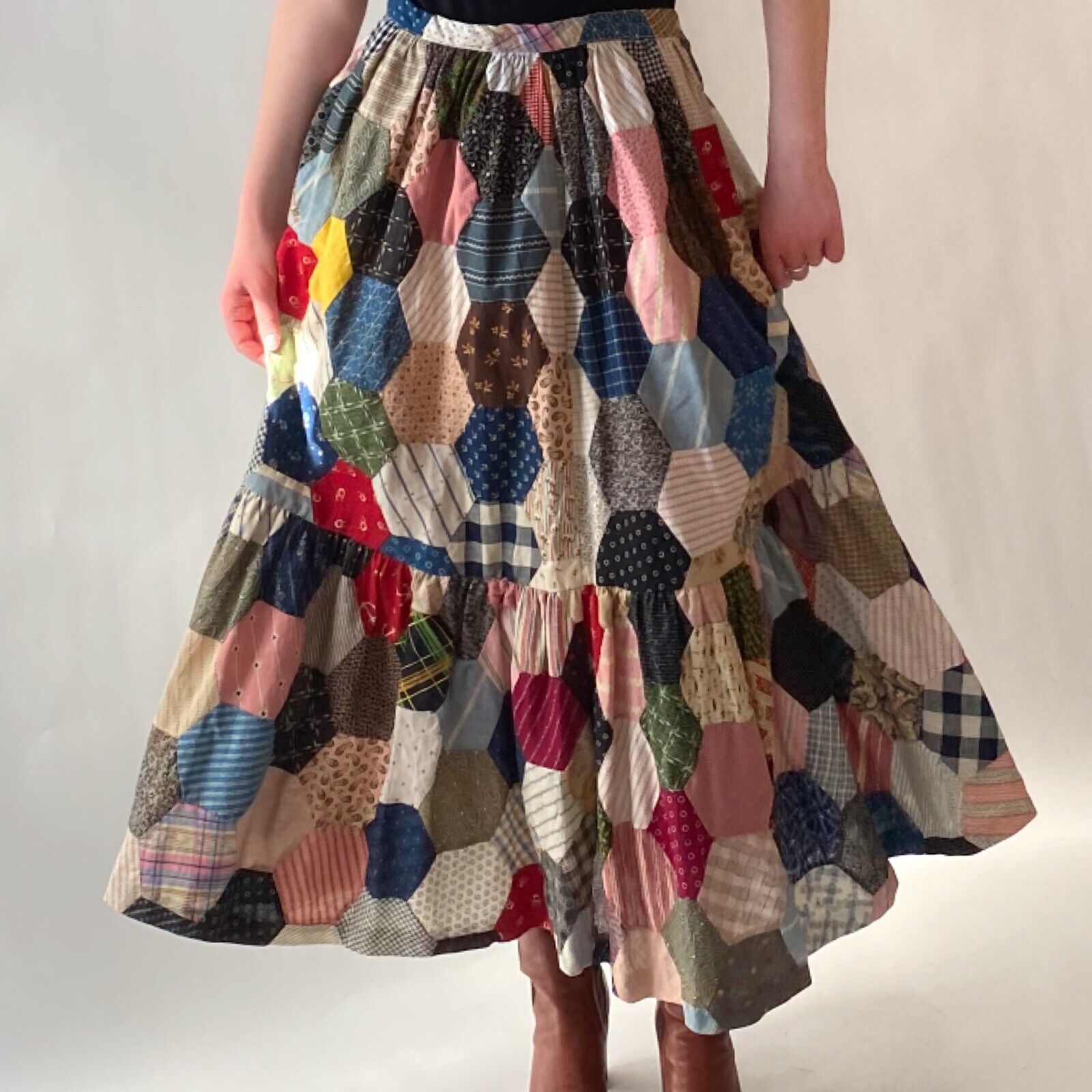80s Ralph Lauren Patchwork Skirt Handmade from Vintage Fabrics Rare! Size 4/S - Fresh Stock Dated March 2026