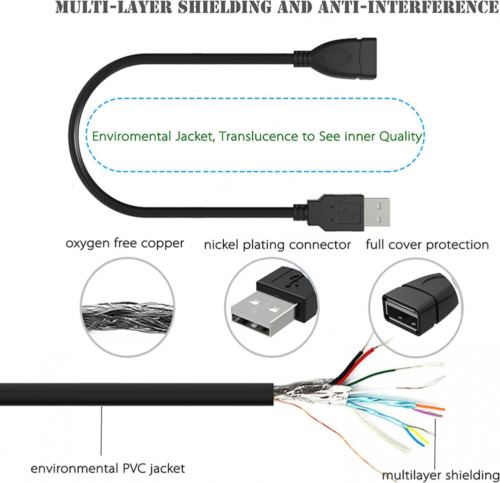 SaiTech IT 4 Pack (15cm - 6inch) Adjustable Flexible USB 2.0 4 Pack, Black - Fresh Stock Dated February 2026