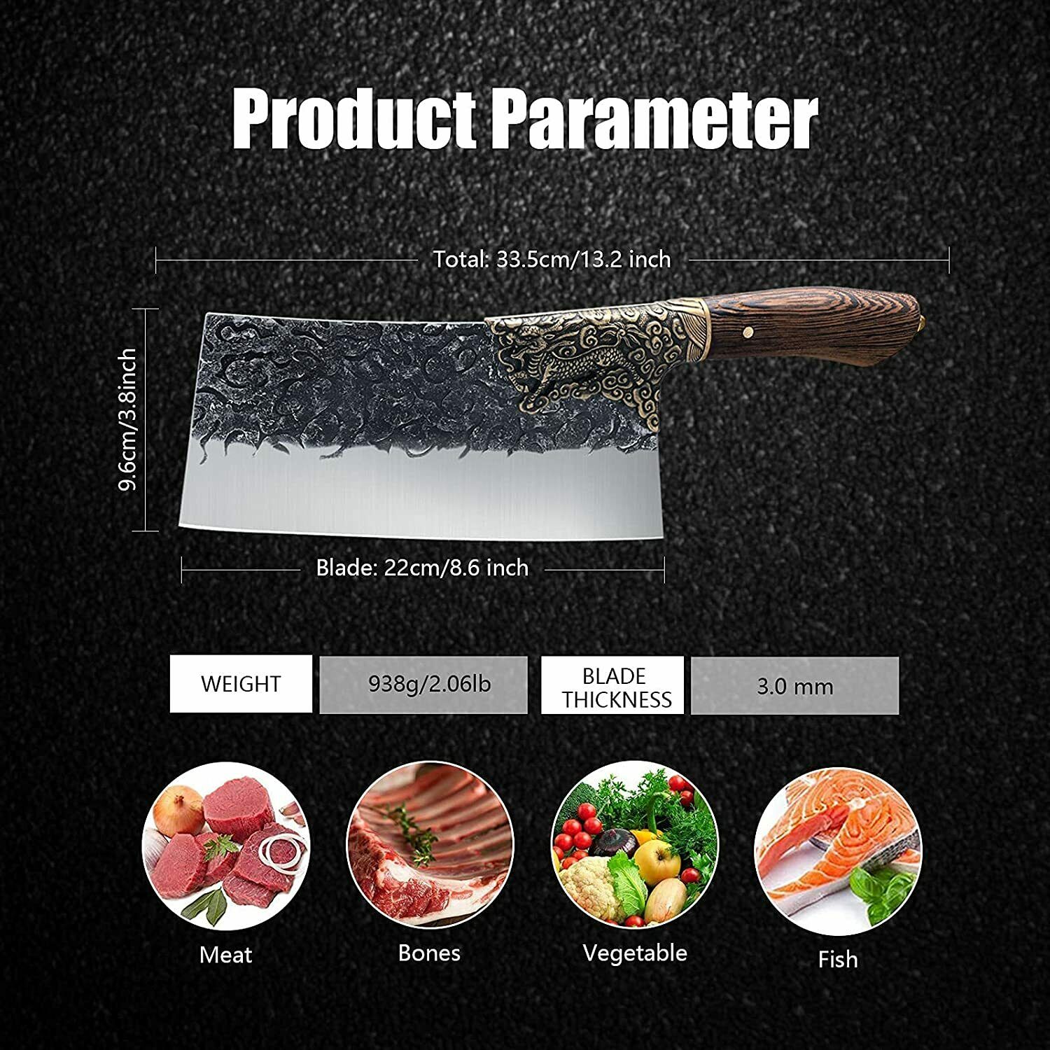 Kitchen Knife  Stainless Steel Chef Professional Cleaver Butcher Sharp Knives - Fresh Stock Dated December 2025