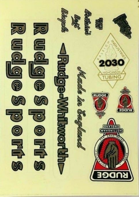 BIKE VINTAGE DECALS RUDGE SPORTING GOODS STICKER CYCLING FRAME BICYCLE ACCESSORY - Fresh Stock Dated December 2025