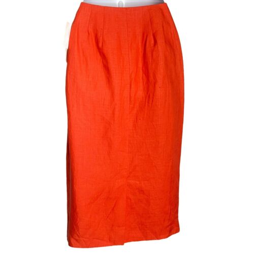 NWT Vintage Lauren Matthews 100% Linen Wrap Orange Deadstock Lined Size 4 Skirt - Fresh Stock Dated February 2026