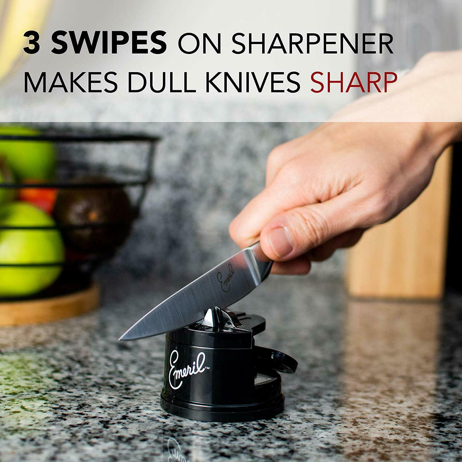 Emeril Lagasse 3-Piece Stainless Steel Kitchen Knife Set with Sharpener (Black) - Fresh Stock Dated December 2025