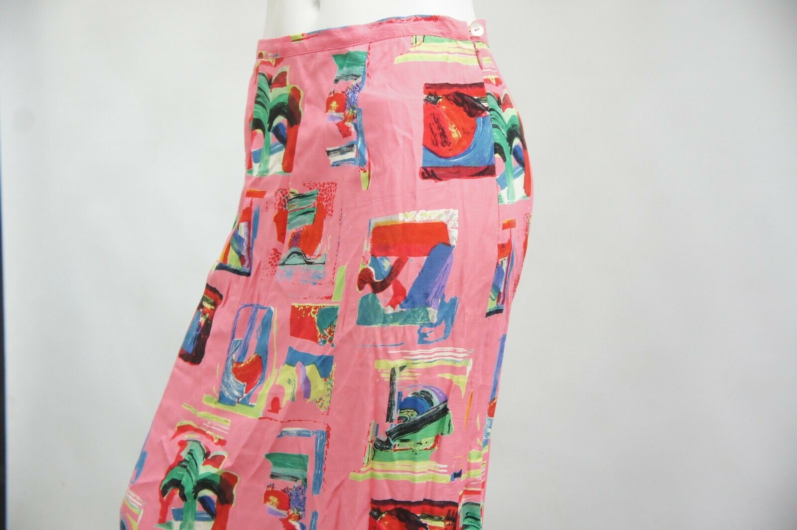 Vintage 90s Abstract Print Pink Maxi Skirt By Elyse Hart - Fresh Stock Dated December 2025