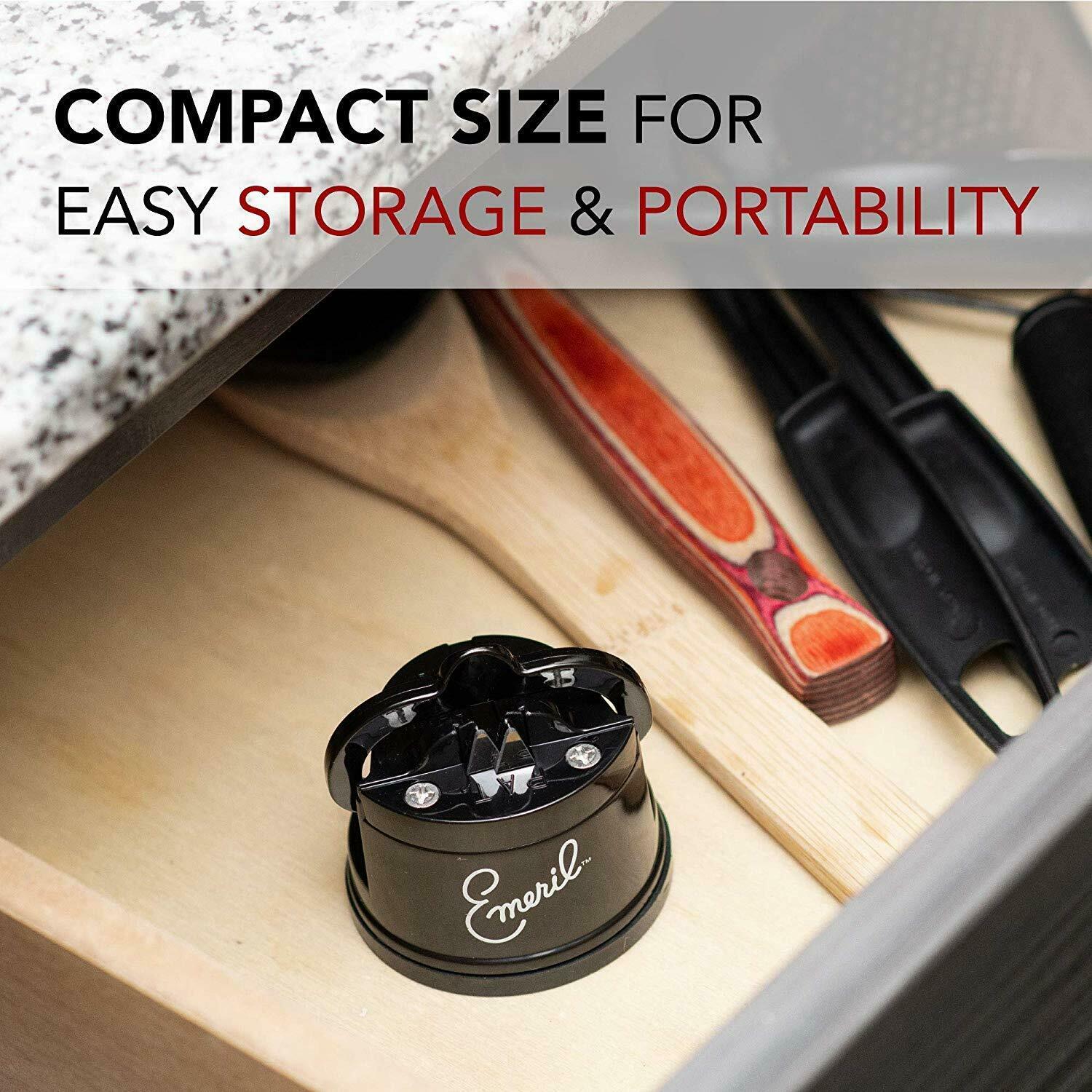 Emeril Lagasse 3-Piece Stainless Steel Kitchen Knife Set with Sharpener (Black) - Fresh Stock Dated December 2025