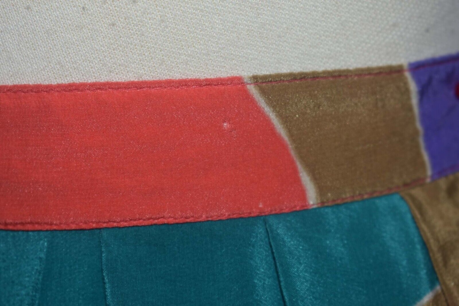 Stunning Vintage 1970s 1980s Silk Multicolor Stripe Bold Print Skirt XS 24 waist - Fresh Stock Dated March 2026