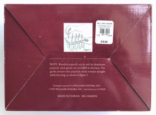 NIB Williams-Sonoma Frozen Ice Cream Bar Popsicle Molds 8 Yogurt Fruit Juice NEW - Fresh Stock Dated February 2026