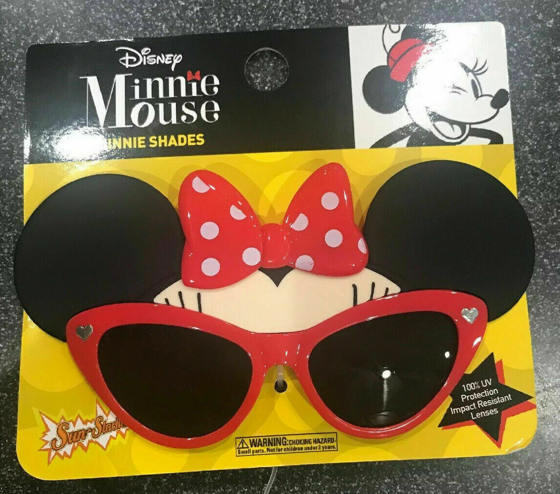 Disney Minnie Mouse Red Bow Sun-Staches Costume Party Sunglasses Shades 100% UV - Fresh Stock Dated December 2025