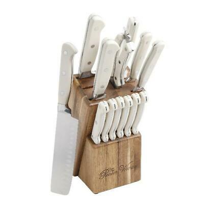 14 Piece Forged Cutlery Wooden Block Set Storage Looks Great Added Kitchen Tools - Fresh Stock Dated December 2025
