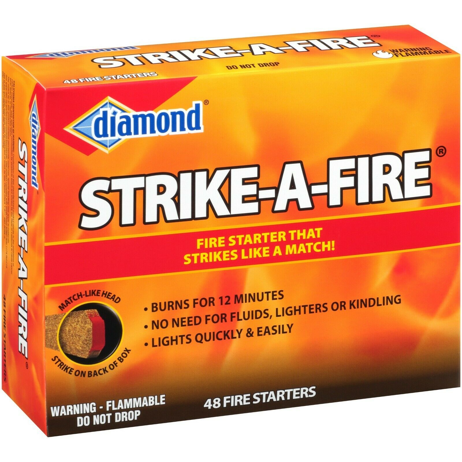 Diamond Strike-A-Fire Fire Starter that Strikes Like a Match New 48 Counts - Fresh Stock Dated December 2025
