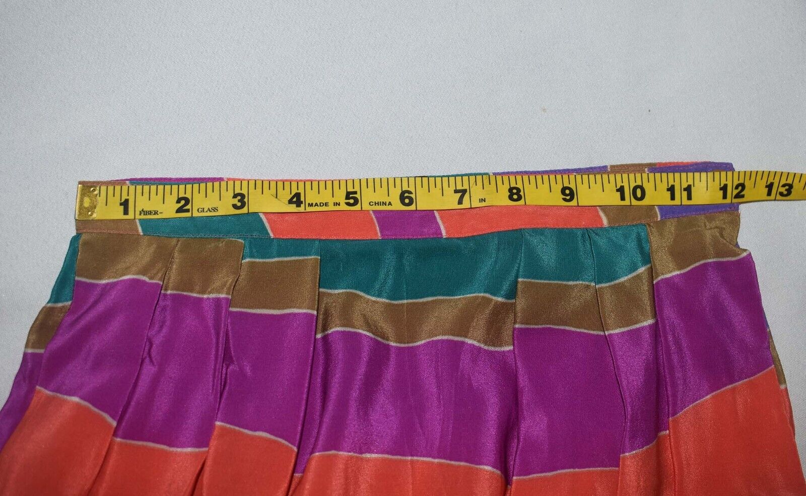 Stunning Vintage 1970s 1980s Silk Multicolor Stripe Bold Print Skirt XS 24 waist - Fresh Stock Dated March 2026