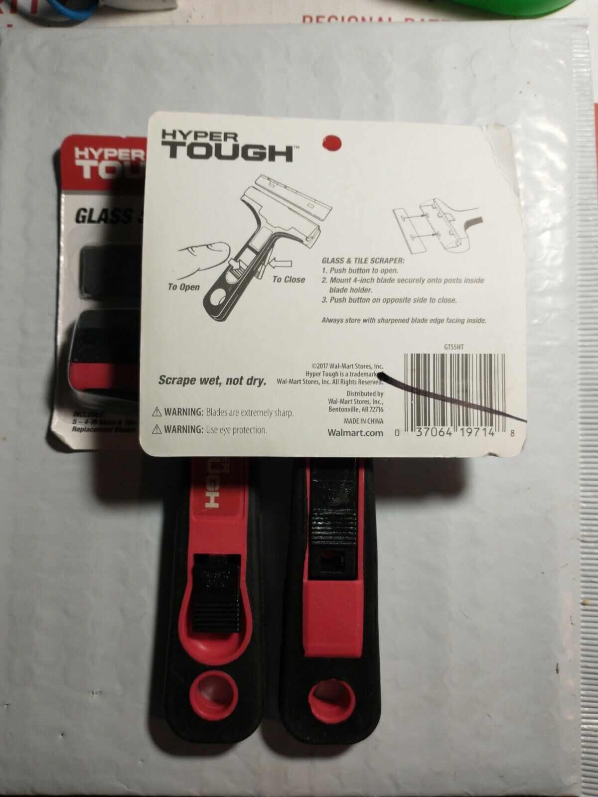 Hyper Tough 4-INCH GLASS & TILE SCRAPER + 5-BLADES Comfortable Non-Slip Handle - Fresh Stock Dated February 2026