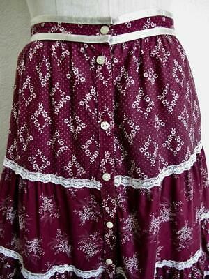 Vtg 70s Gunne Sax Tiered Prairie Skirt S Purple Floral Buttons Jessica's Gunnies - Fresh Stock Dated March 2026