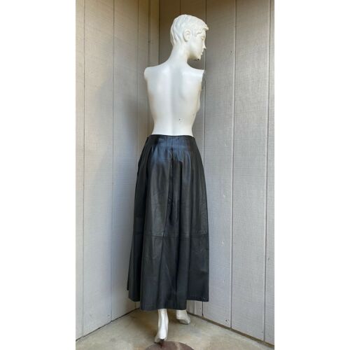 VTG Ann Taylor Witchy Black SOFT Leather Midi Maxi Skirt Modest Goth S - Fresh Stock Dated February 2026