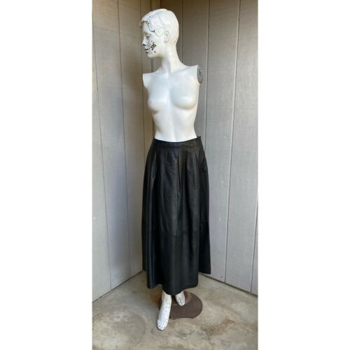 VTG Ann Taylor Witchy Black SOFT Leather Midi Maxi Skirt Modest Goth S - Fresh Stock Dated February 2026