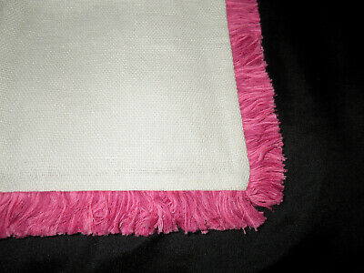 Pottery barn Teen Grain Sack Fringe 16X16 Sqr Pillow Cover Beige Pink Zip Close - Fresh Stock Dated December 2025