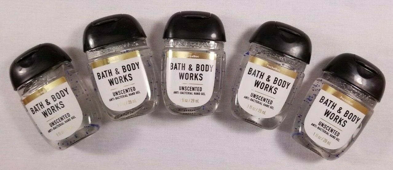 NEW Bath & Body Works UNSCENTED Anti-Bacterial Hand Gel 1 fl oz PocketBac 5-Pack - Fresh Stock Dated February 2026