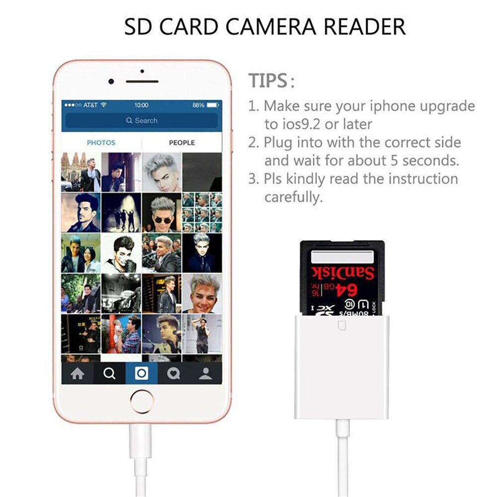SD Card Adapter Memory Card Camera Reader for iPhone 13 12 11 XS XR X 8 7 iPad - Fresh Stock Dated February 2026