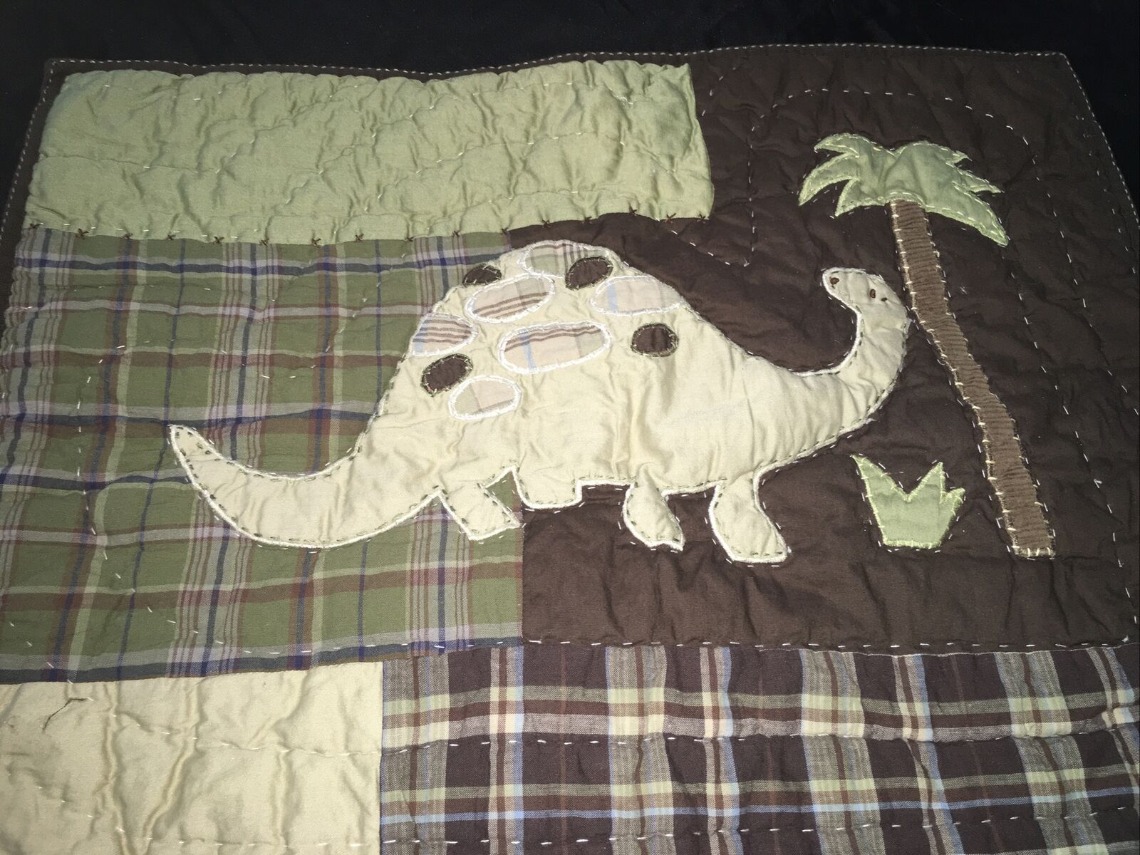 Pottery Barn Kids Madras Sham Standard Green 🦕 Dinosaur Tree Dino Brown Plaid - Fresh Stock Dated December 2025