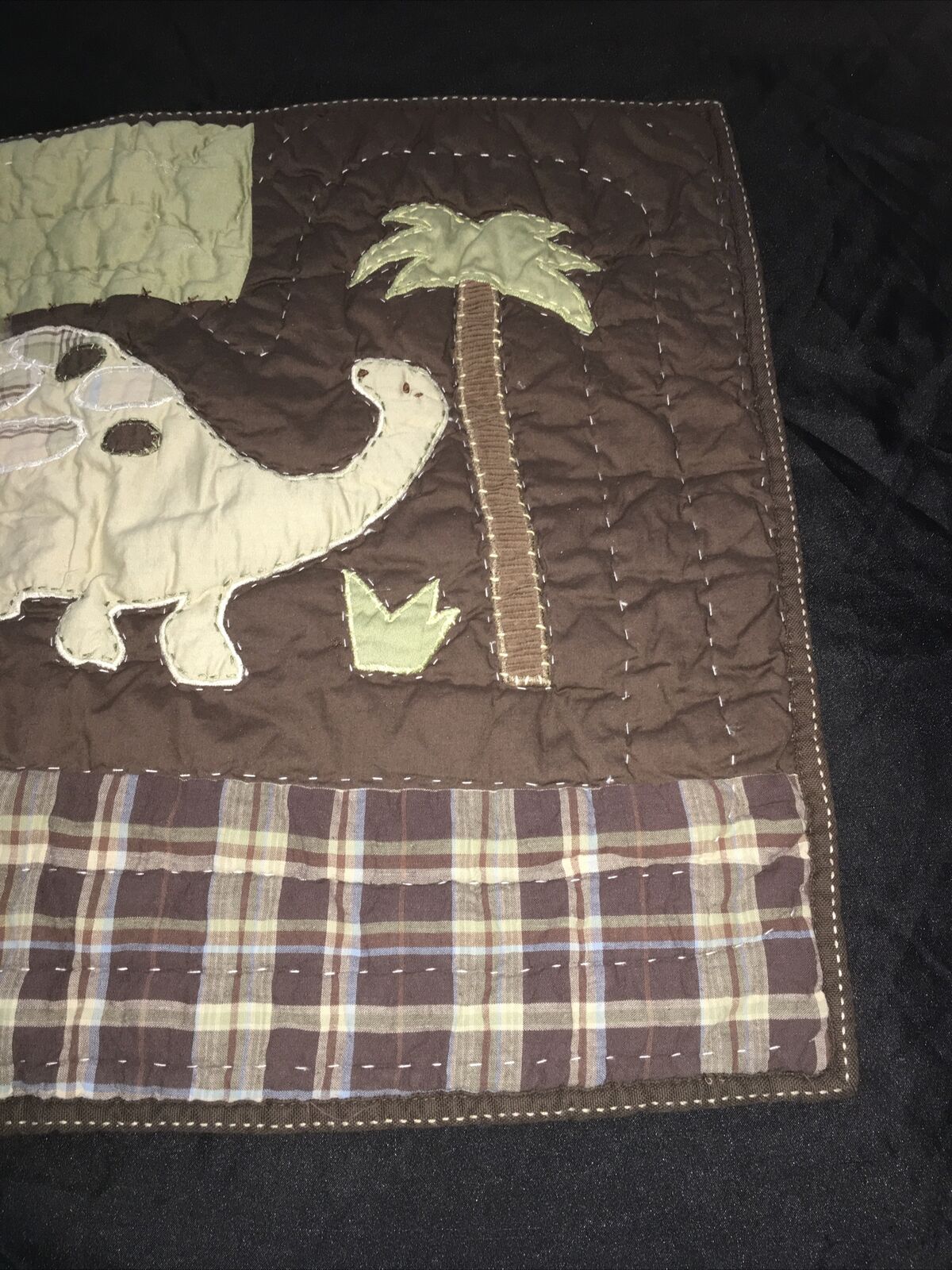 Pottery Barn Kids Madras Sham Standard Green 🦕 Dinosaur Tree Dino Brown Plaid - Fresh Stock Dated December 2025