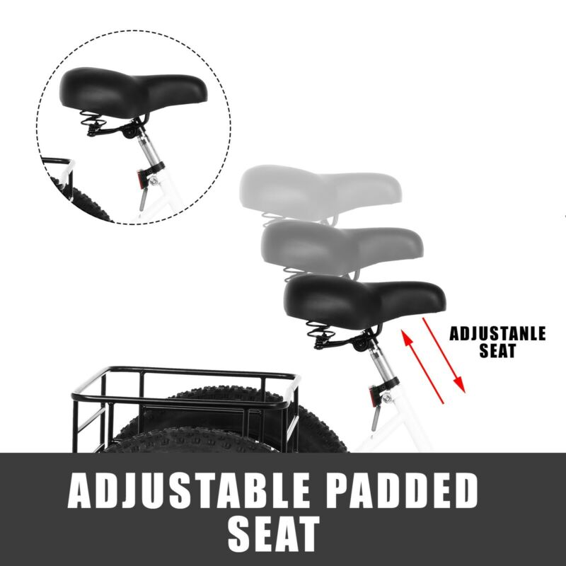 Adult Fat Tire Tricycle 20-inch Wheels And 7-speed Rear Cargo Basket - Fresh Stock Dated February 2026