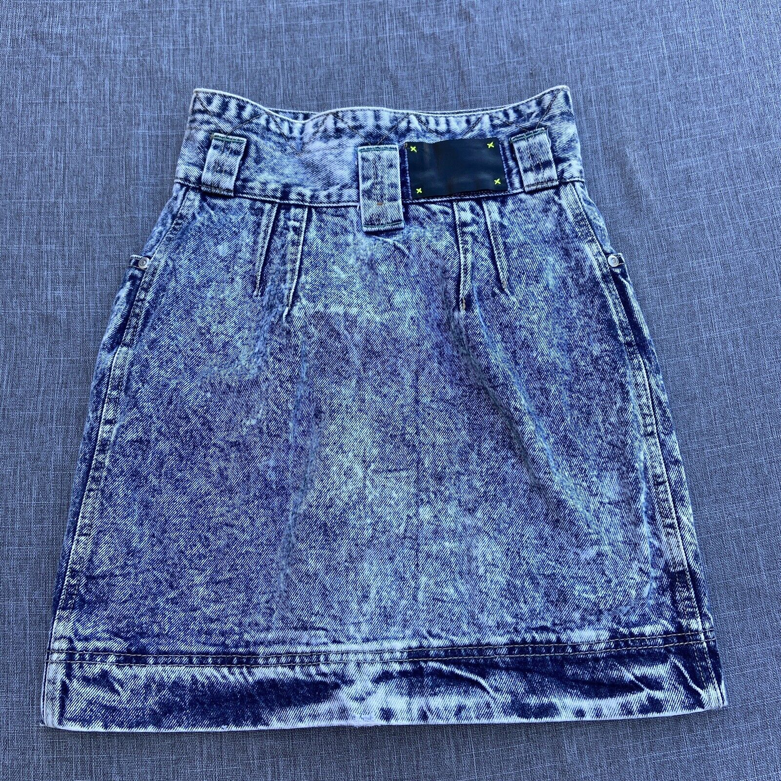 Vintage Denim Skirt Code Bleu Acid Washed Pencil Buttons Japan 3/4 Waist 24 25 - Fresh Stock Dated March 2026