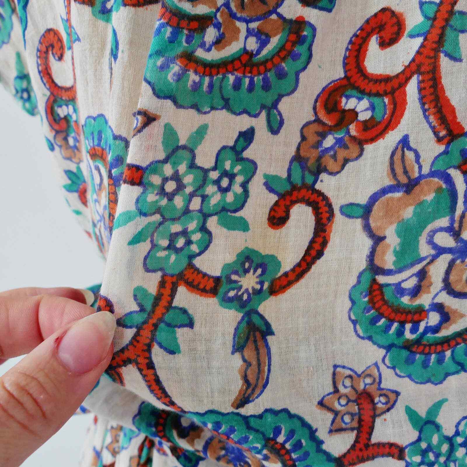 boho skirt set | 70s vintage Adini gauzy cotton floral skirt & blouse small - Fresh Stock Dated March 2026