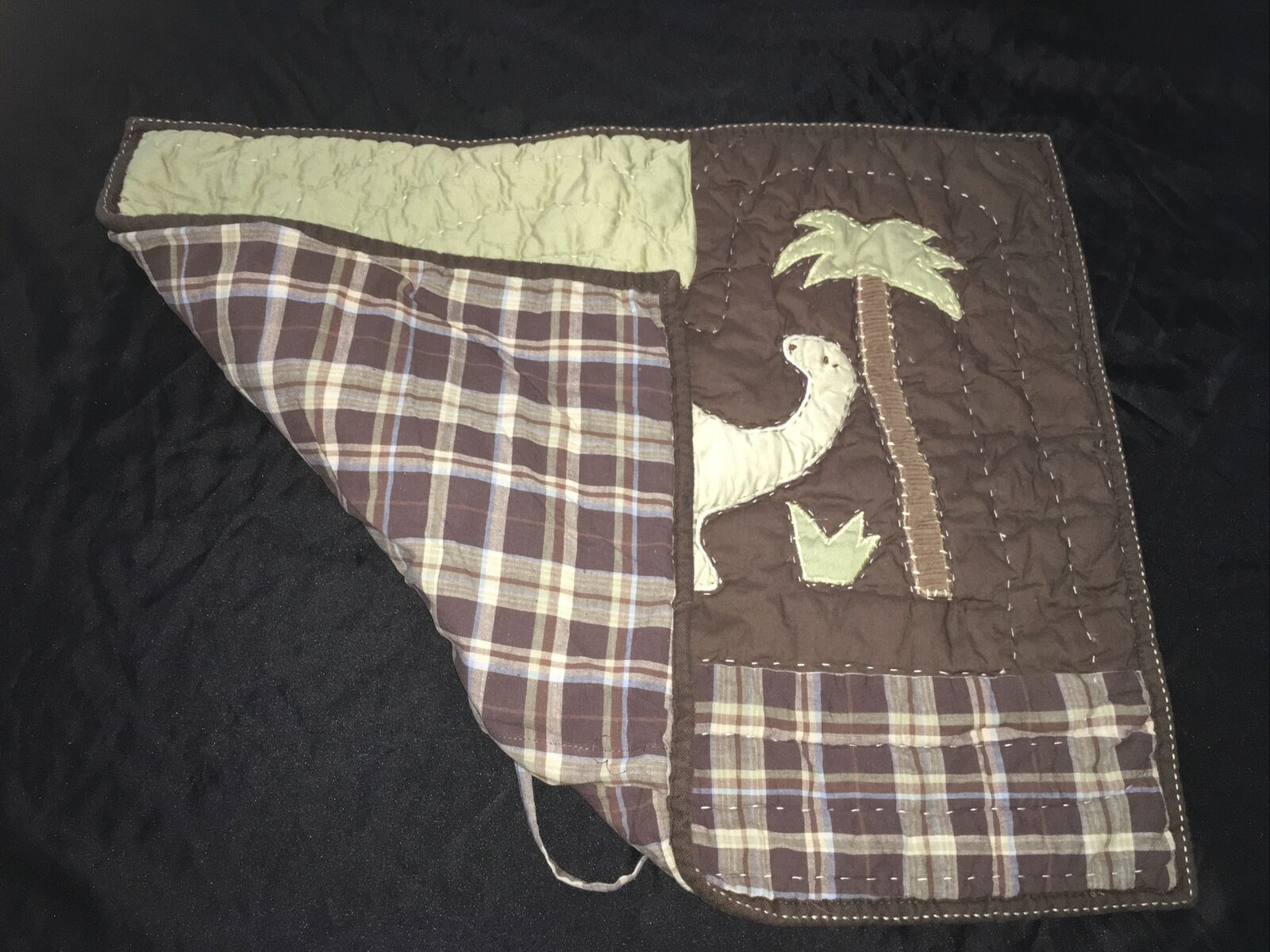 Pottery Barn Kids Madras Sham Standard Green 🦕 Dinosaur Tree Dino Brown Plaid - Fresh Stock Dated December 2025