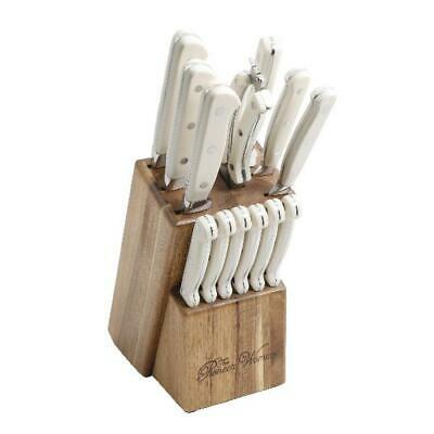 14 Piece Forged Cutlery Wooden Block Set Storage Looks Great Added Kitchen Tools - Fresh Stock Dated December 2025