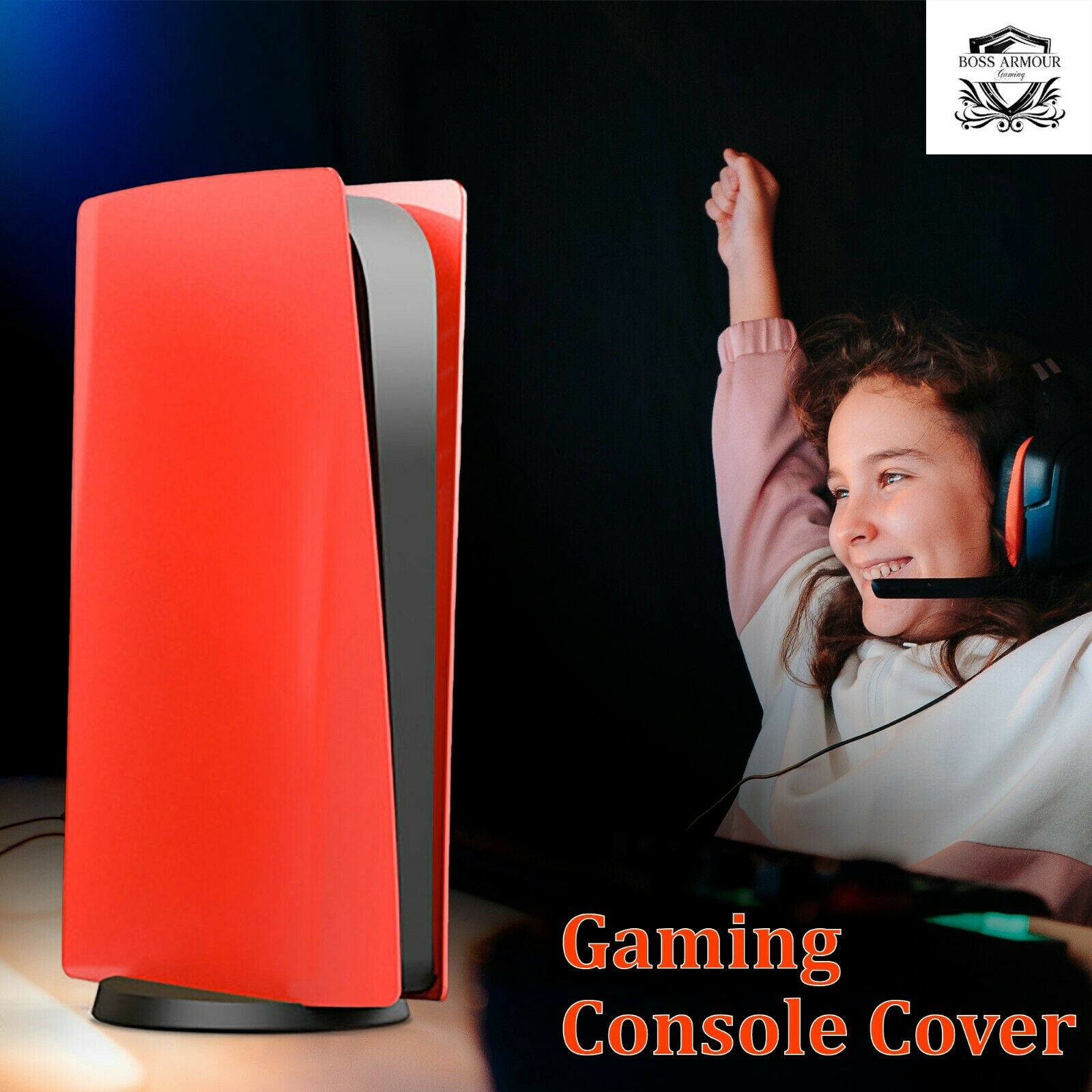 BossArmour Fire Red PS5 Faceplate, Disc Edition Snap-on Console Cover Shell - Fresh Stock Dated December 2025