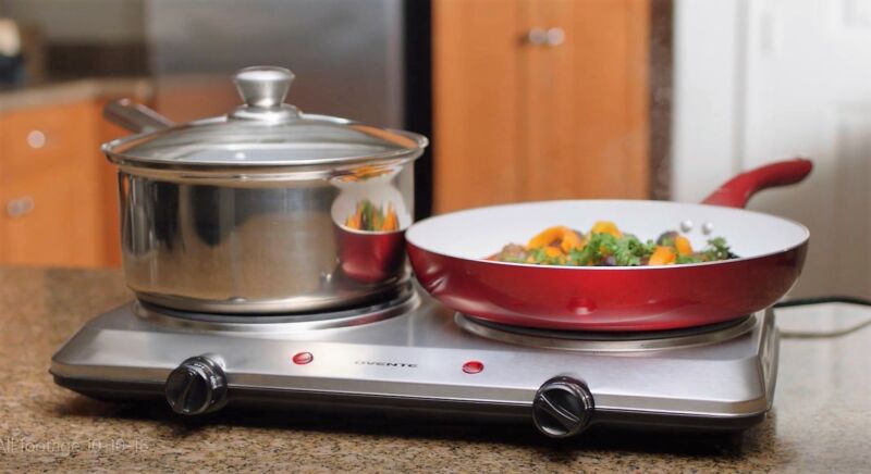 Double Burner Electric Cooktop Portable Infrared Camping Two Plate Cooking Stove - Fresh Stock Dated December 2025