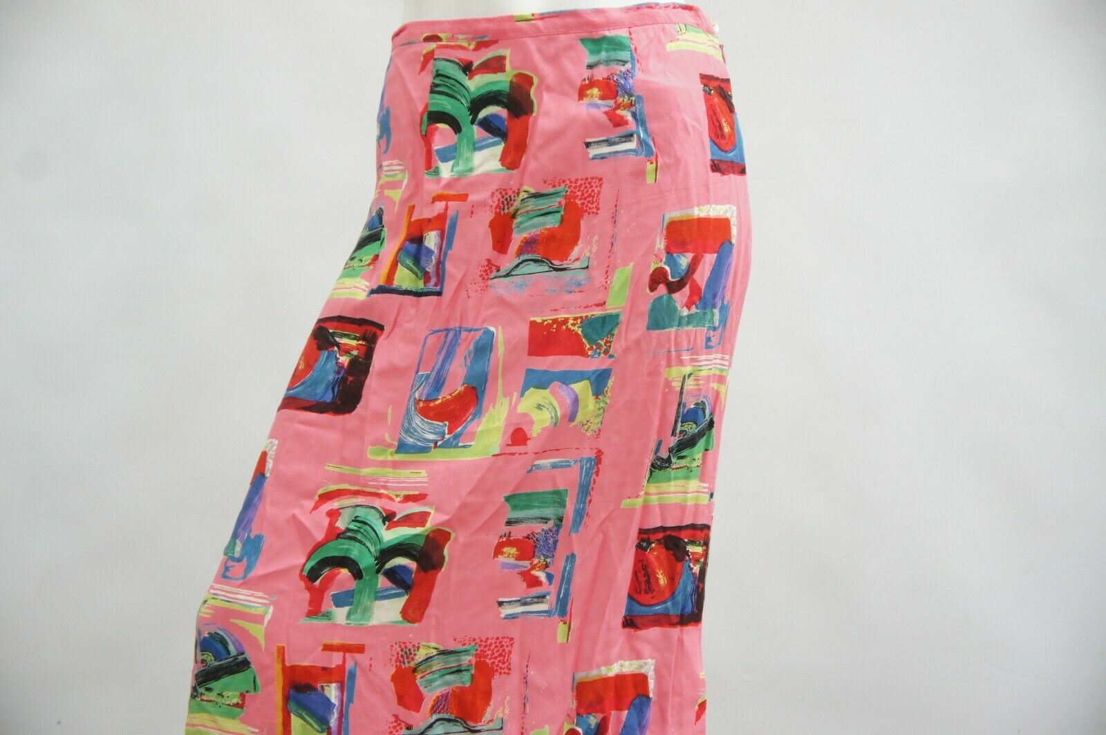 Vintage 90s Abstract Print Pink Maxi Skirt By Elyse Hart - Fresh Stock Dated December 2025