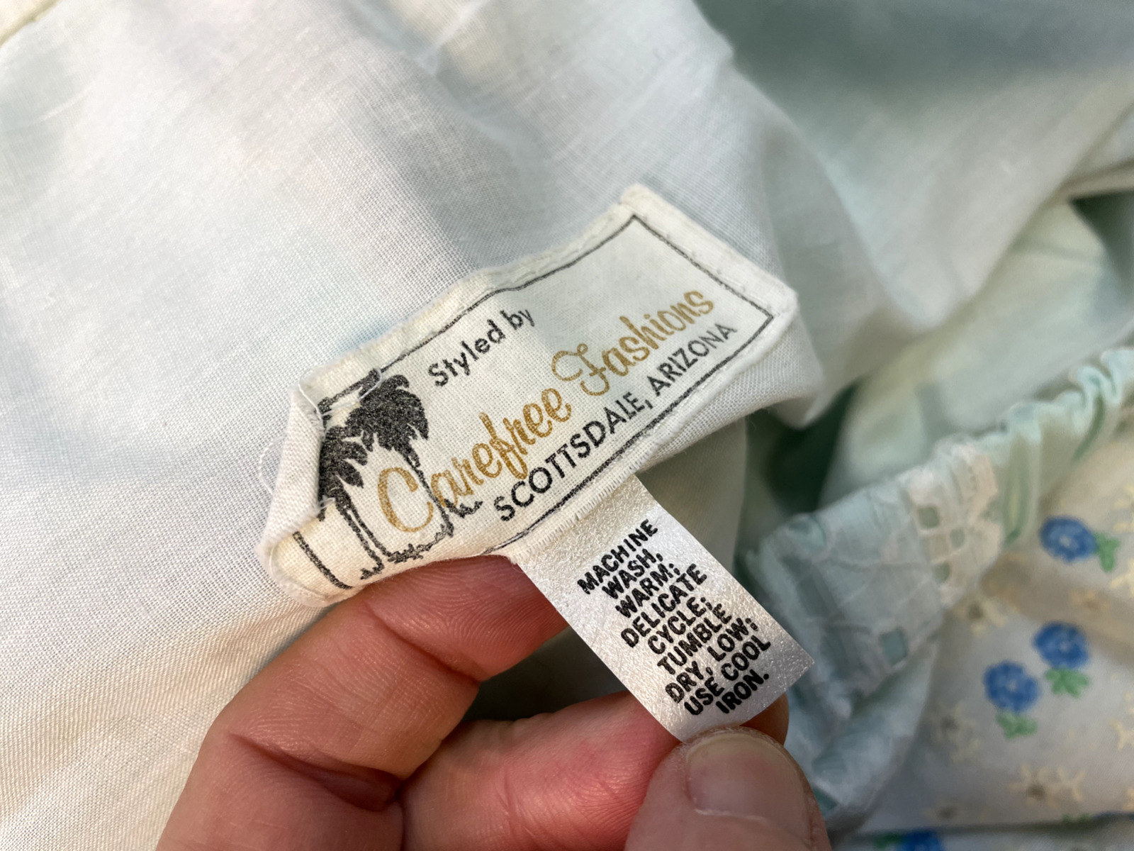 VTG 70s Floral Blue Lace Scottsdale AZ Maxi Prairie Skirt Carefree Fashion Lined - Fresh Stock Dated March 2026