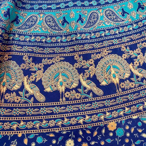 VTG 70s Cotton Indian Block Print Maxi Wrap Skirt Hippie One Size Sarong Gypsy - Fresh Stock Dated February 2026